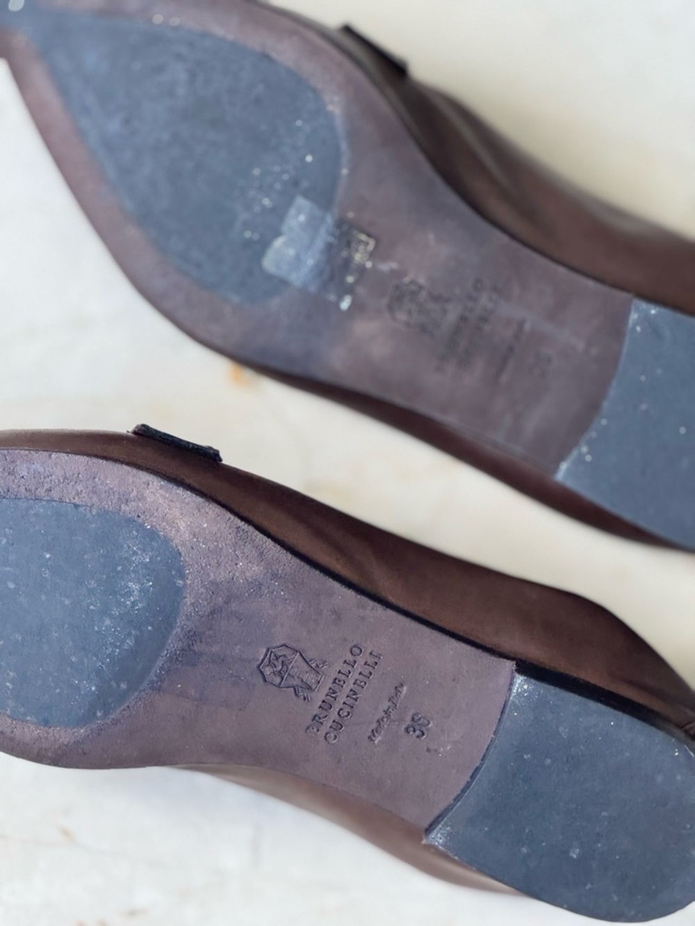 AUTHENTIC Brunello Cucinelli Monili Brown Leather Loafers - Picture 6 of 8